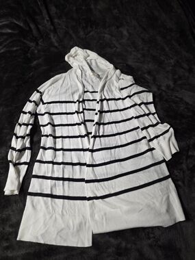 NWOT- Cynthia Rowley White & Black Striped Hooded Cardigan